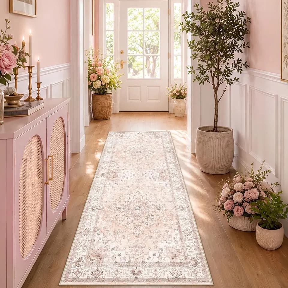 CAPALOCA Runner 2x6 Washable Nursery Girls Low Pile Area Rug Pink