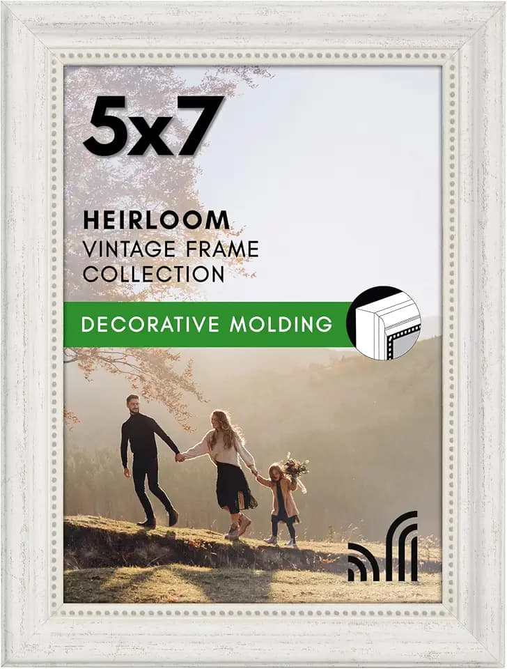 Americanflat 5x7 Vintage Picture Frame - White