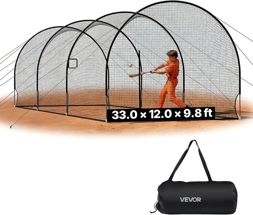 VEVOR Baseball Batting Cage,Carbon Steel/Fiberglasss Portable Batting Cage