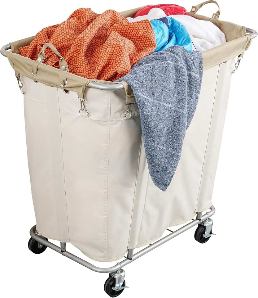 PLKOW 320L Rolling Laundry Cart with Wheels, Beige