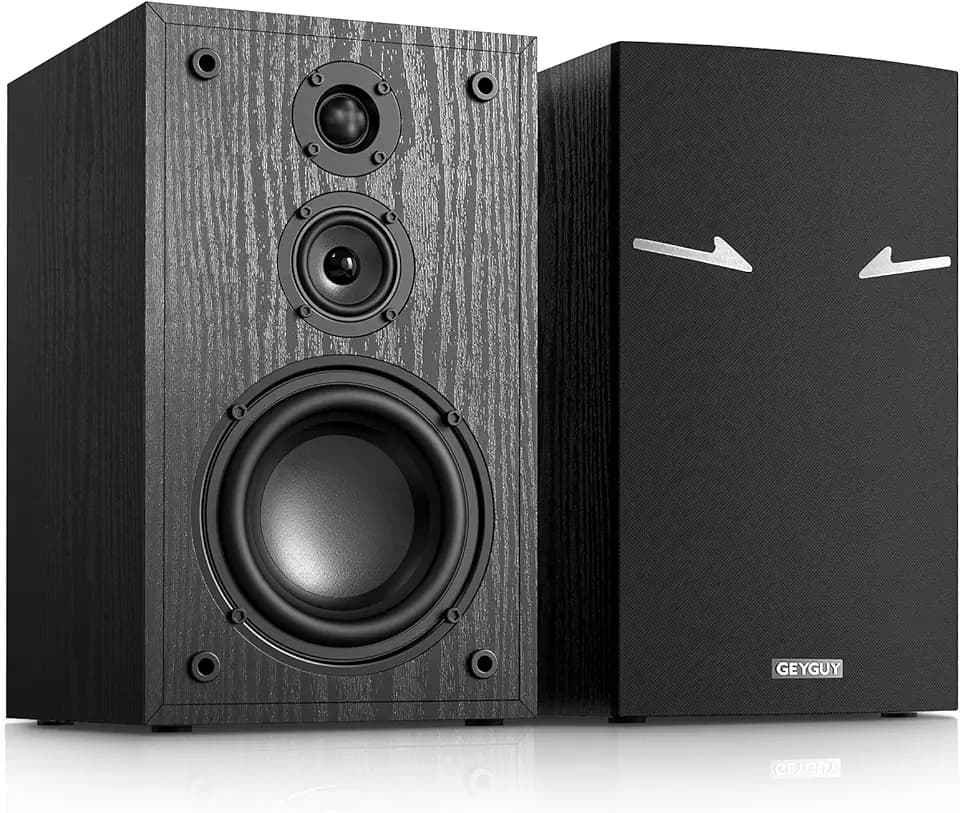 3-Wege Regallautsprecher Passiv, HiFi Stereo Lautsprecher 2 x 80W RMS, Kompaktlautsprecher mit Holzgehäuse & Bassreflex, Passiv Boxen für Heimkino, Musik & TV (G521-1)