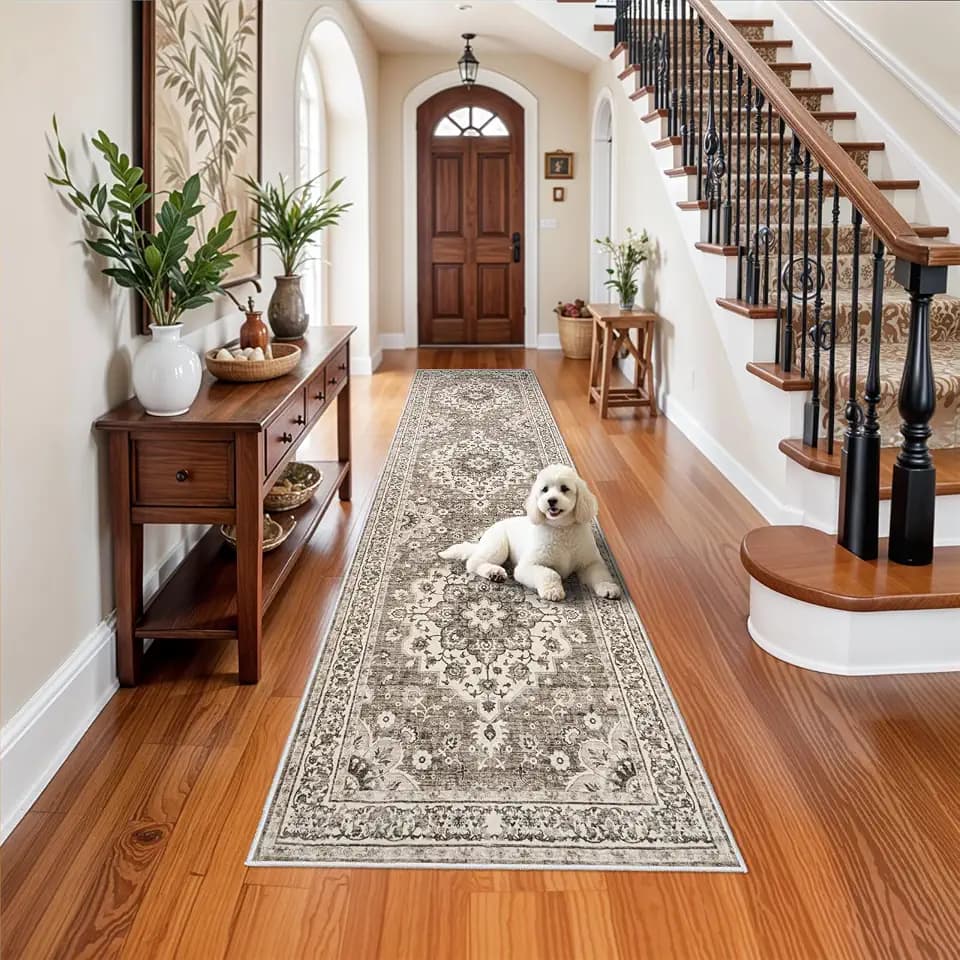 Washable 3x12 Hallway Runner Rug: Vintage Non Slip Soft Rug for Entryway