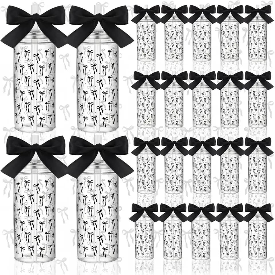 Black 24 Pcs Coquette Bow Party Decorations Gifts Cups Bulk