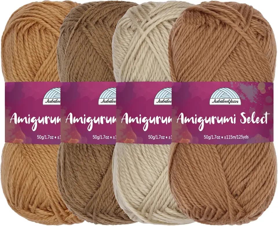 JubileeYarn Amigurumi Select Yarn - Shades of Brown - 4 Skeins