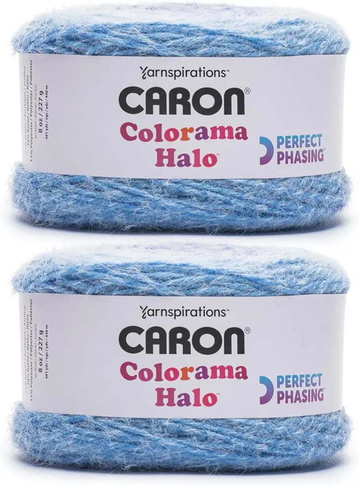 Caron Colorama Halo Cake Ombre Yarn for Crocheting, Ultra Marine, 2-Pack