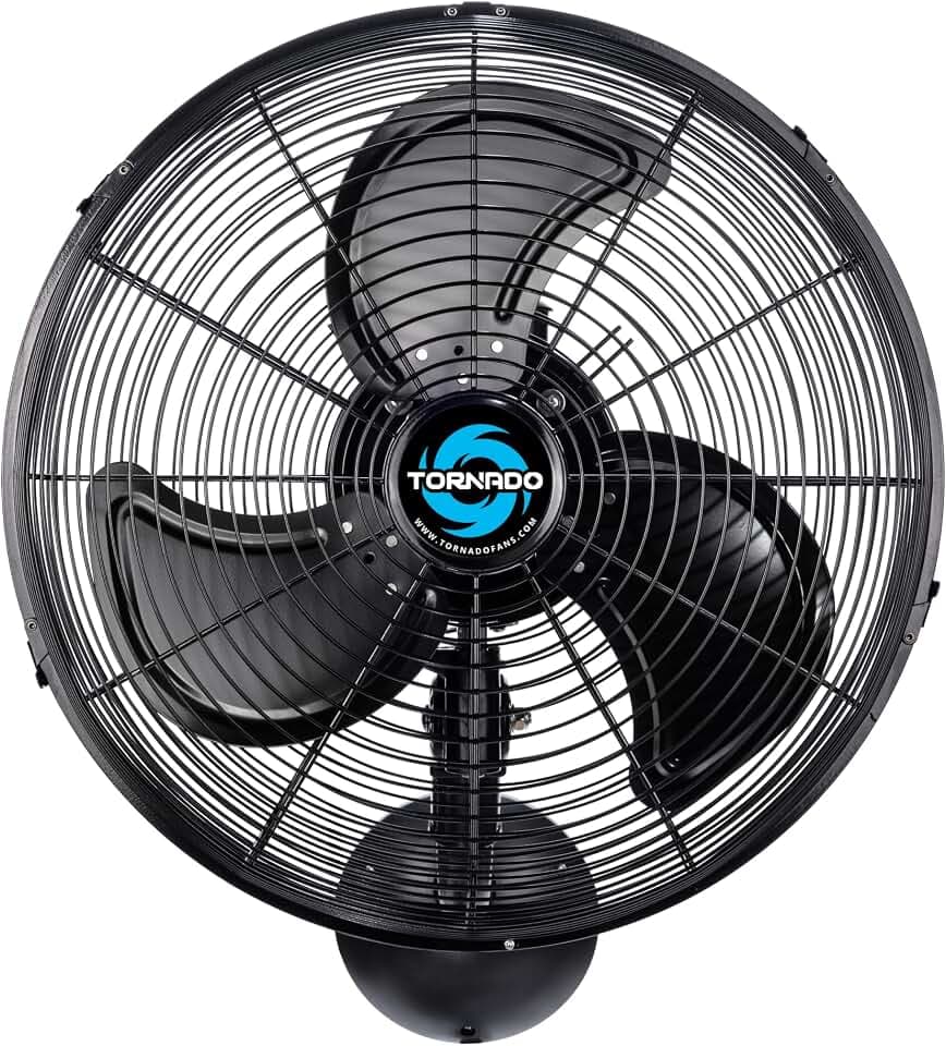 Tornado 16-Inch Pro Series Waterproof Outdoor Oscillating Wall Mount Fan – Heavy-Duty High-Velocity Metal Fan for Industrial, Commercial, Residential, and Greenhouse Use – UL Safety Listed