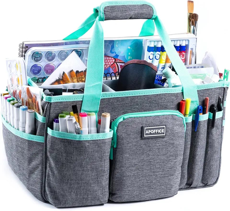 APOFFICE Art Supply Organizer Tote Bag,Large Craft Bag Utility Storage Tote