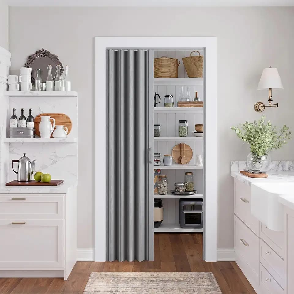 SmartStandard 36" x 80" Accordion Doors Interior, Double Walled, Gray Oak