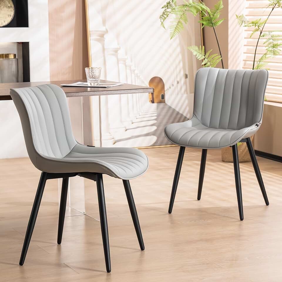YOUNUOKE Dining Chairs Set of 2 Mid-Century Modern Kitchen Chairs Grey