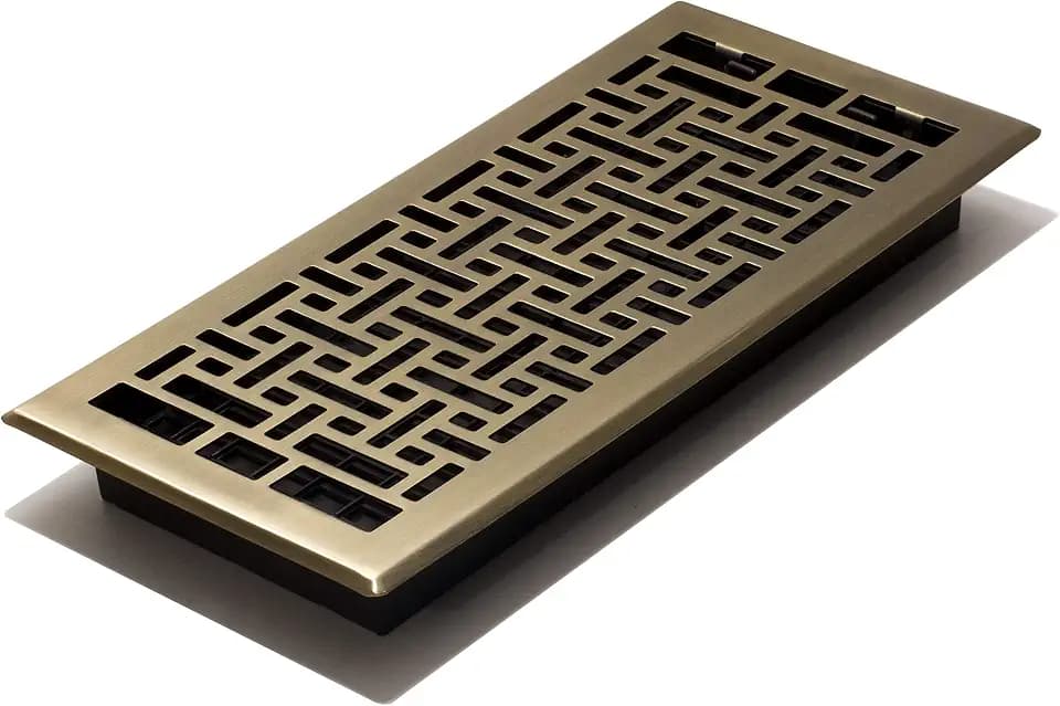 Decor Grates AJH614-A Oriental Floor Register, 6x14 Inches, Antique Brass Finish