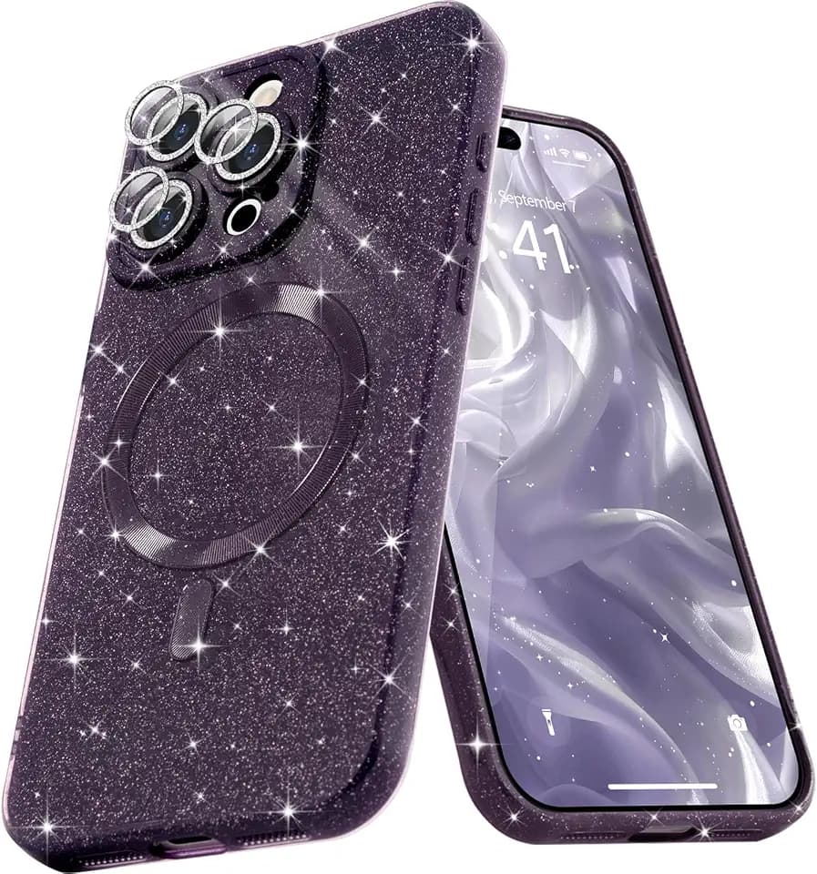 Micoden Magnetisch Glitzer Hülle für iPhone 16 Pro Diamond Kameraschutz