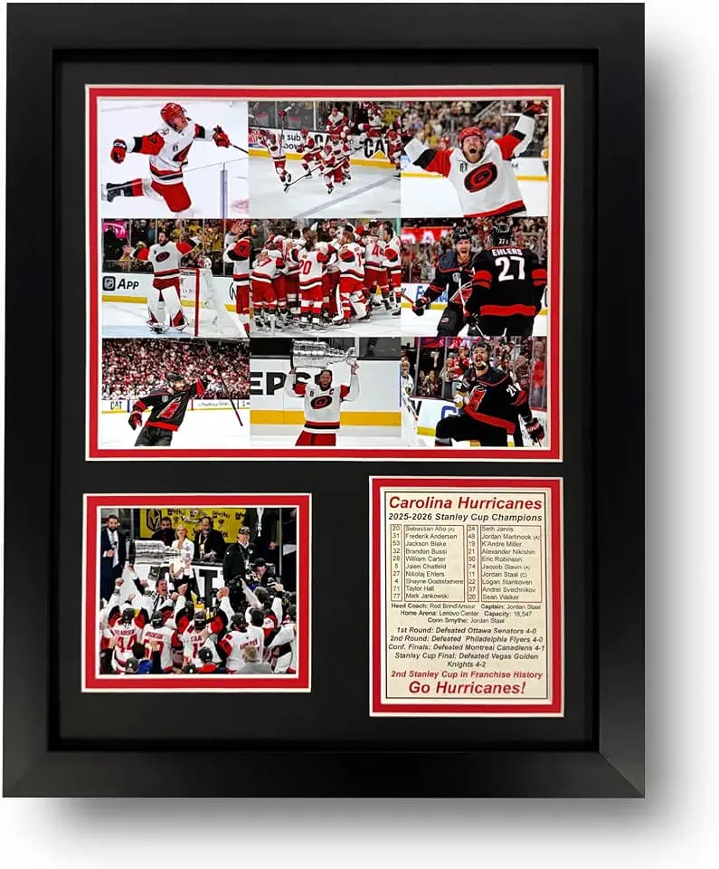 Hurricanes Ice Hockey | 2025-2026 Stanley Cup Champions | Collectible Carolina Memorabilia | Framed Picture & Photo Collage Gift, Man Cave Wall Art, Home Decor | 2 Sizes & 2 Styles (Mosaic, 12"x15")