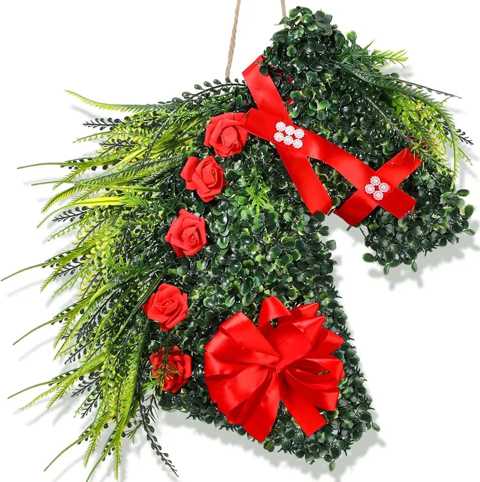 Horse Derby Wreath Derby Party Decorations Racing Front Door Wreath Horse Head Hanging Sign for Home Wall Indoor Window Outside Outdoor Welcome Porch Party Supplies