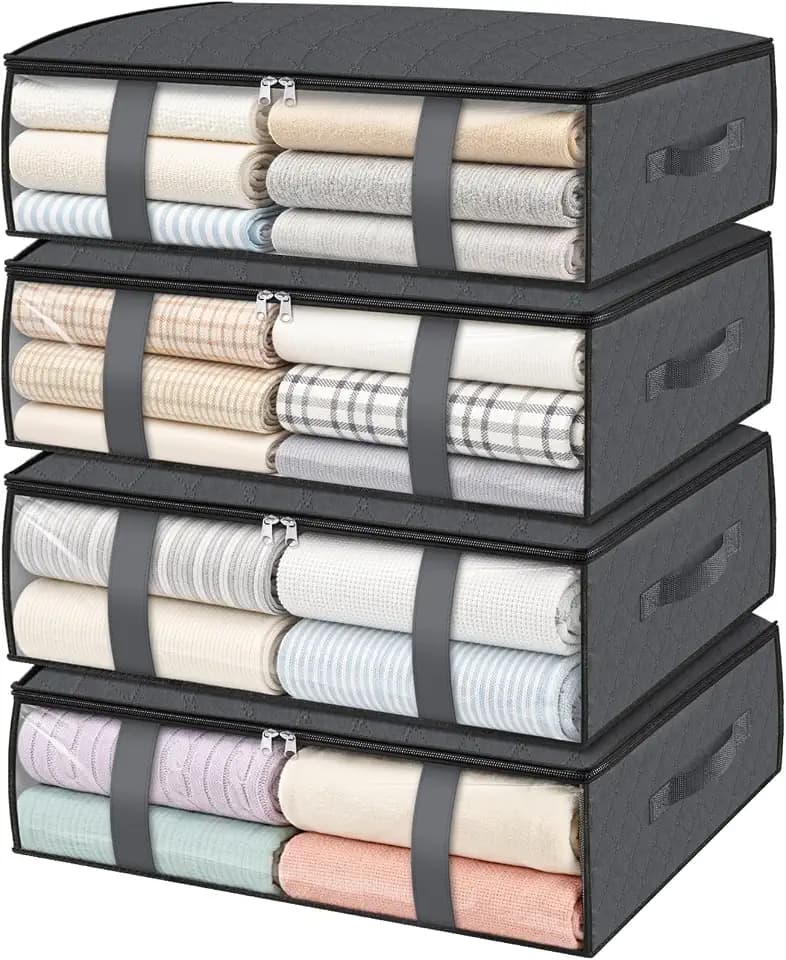 Storage Bags, 40L Clothes Storage Containers, Foldable Storage Bins, Gray