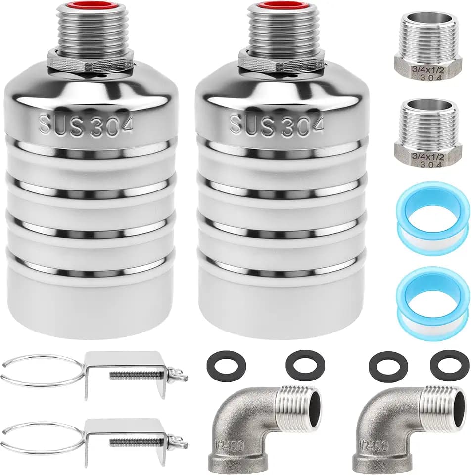 2Pack Float Valve Automatic Water Level Control Valve 1/2 to 3/4in 1in