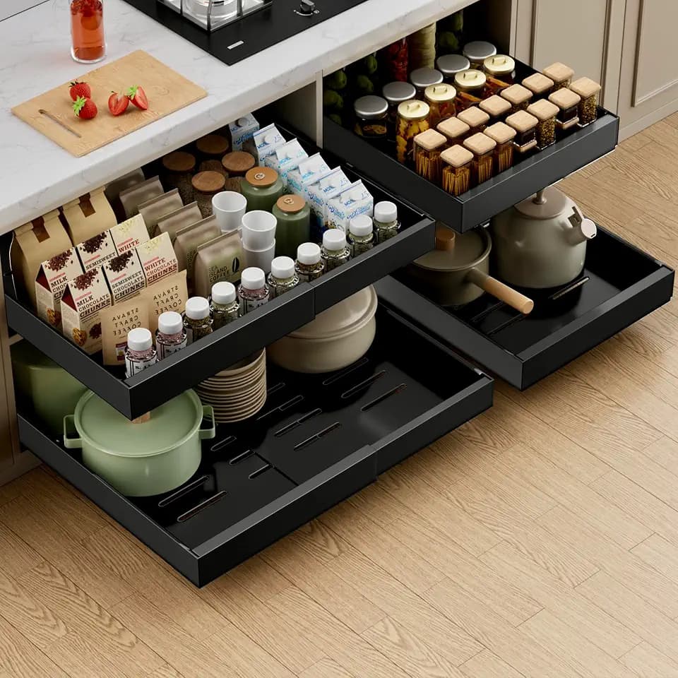 PAKETA 1 Pack Expandable Pull Out Cabinet Organizer,21" Deep