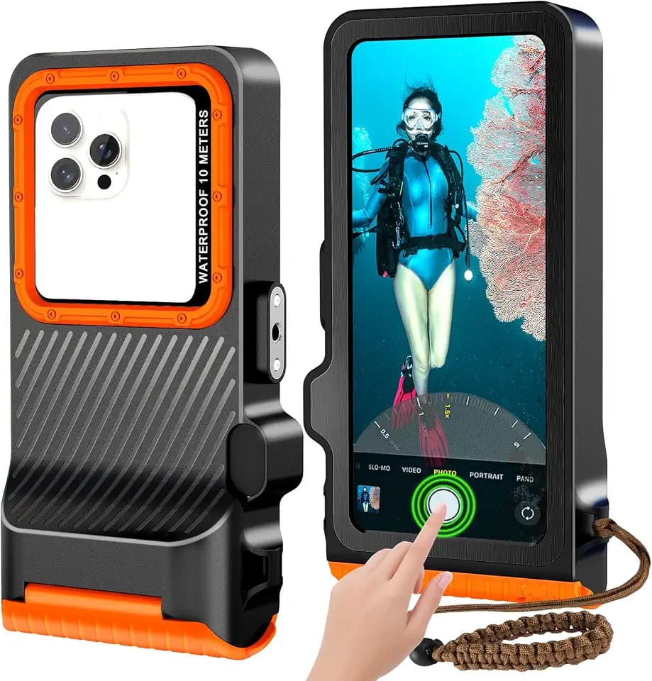2026 Diving Snorkeling Phone Case for iPhone 17/16/15/14/13/12/11 Pro Max/XS/X Samsung Galaxy S26/S25/S24 Professional Scuba Dive Waterproof Underwater Photo Video Cover (4TH, Orange)