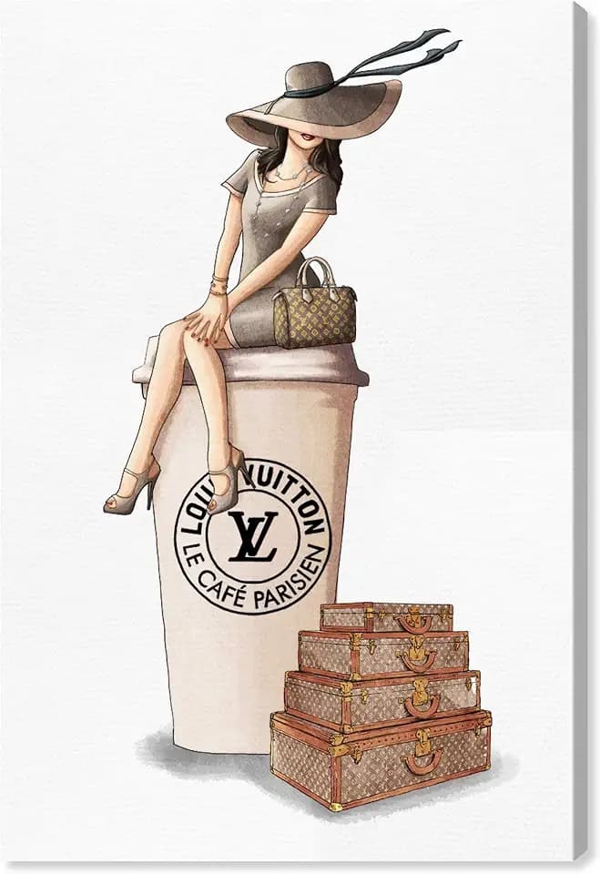 The Oliver Gal Artist Co. Fashion and Glam Wall Art Canvas Prints 'Cafe au Lait Paris Dark'