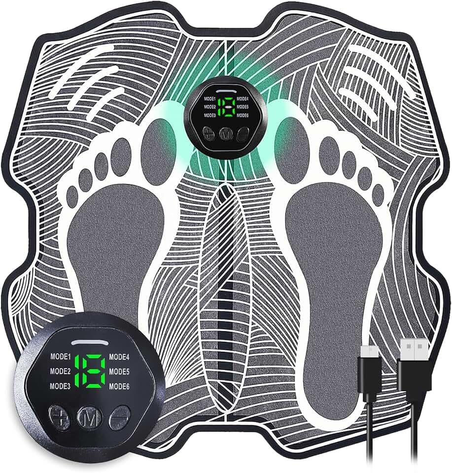 EMS Fussmassagegerät - Elektrisches Fußmassagegeräte Matte Schmerzen für den Kreislauf Home Elektronischer Muskelstimulator Faltbares Fußmassagegerät USB Wiederaufladbar 8 Modi 18 Intensitäten