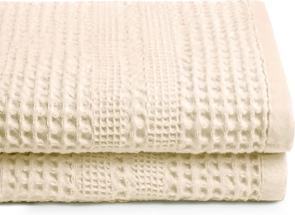 GILDEN TREE Waffle Towels for Bathroom, 100% Cotton Quick Dry Towel, Waffle Bath Towels Large, Absorbent Lightweight Travel Towel, Bath Towels Set of 2, Classic Style (Cream)
