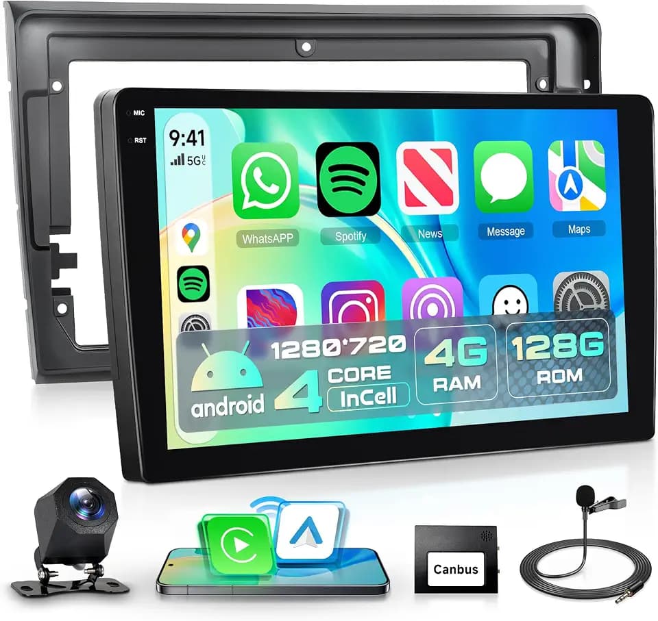4G+128G Android Autoradio für FIAT Bravo 2007-2014 Wireless Carplay Android Auto 9 Zoll Incell Touchscreen Autoradio mit GPS Navi WiFi Mirror Link Bluetooth FM/RDS Radio EQ/USB/SWC Rückfahrkamera