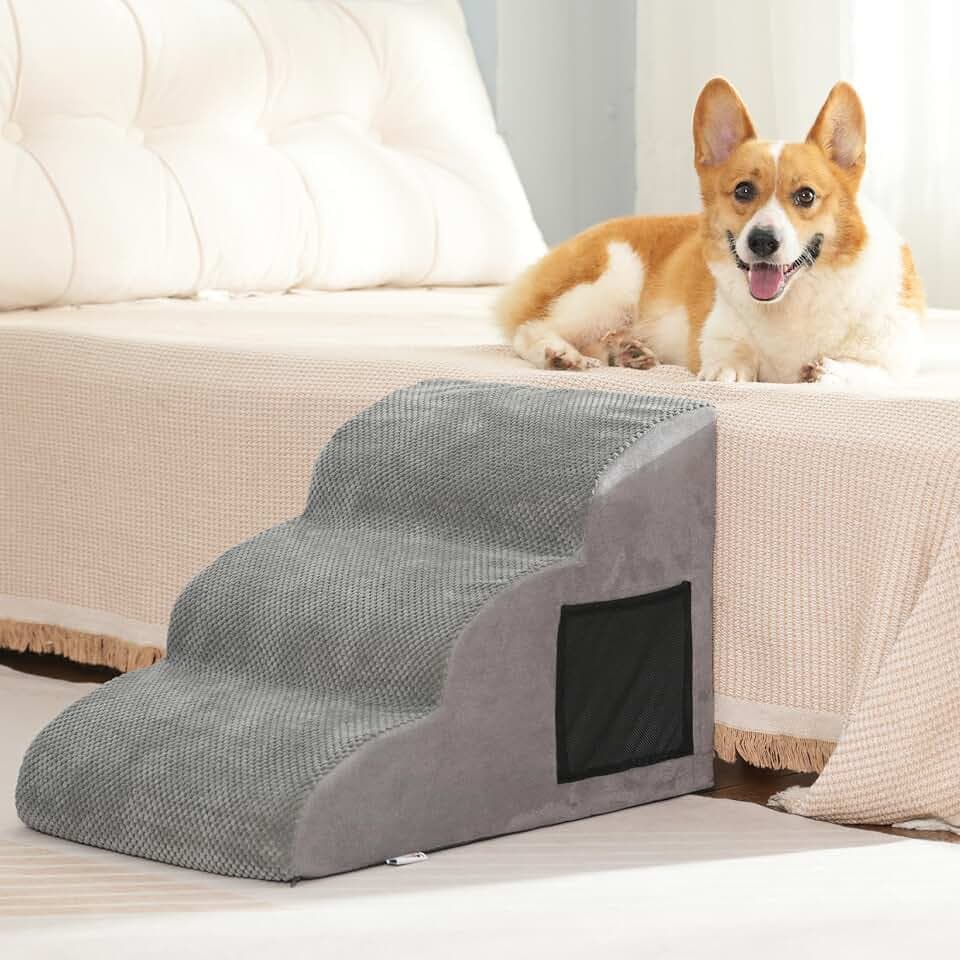 YunNasi Hundetreppe für Kleine Hunde, 3-Stufen-Grau