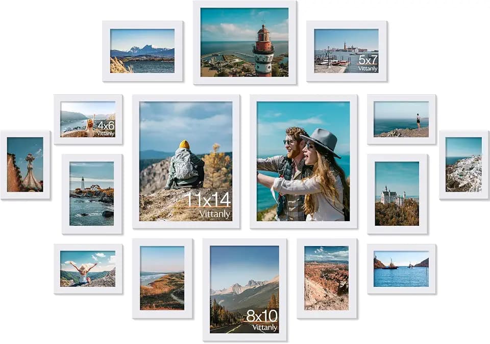 Vittanly 16 Pack Picture Frames Collage Wall Decor, White