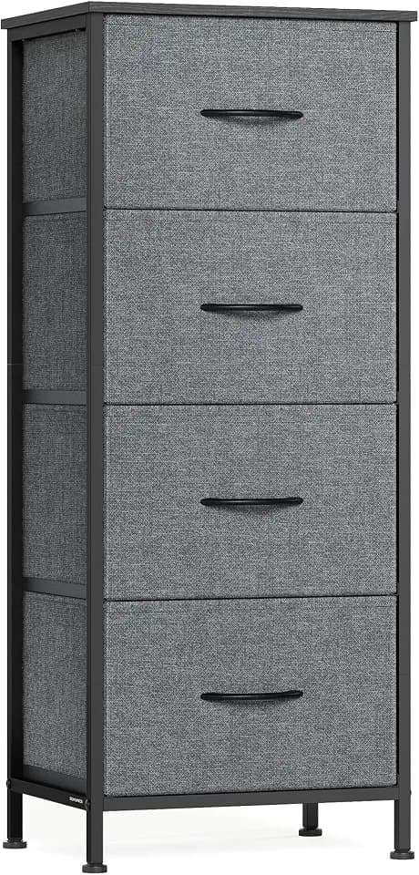 SONGMICS Dresser for Bedroom, Tall Dresser with 4 Fabric Drawers
