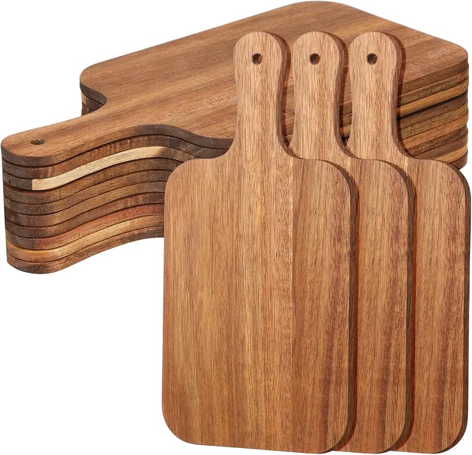 Zubebe 12 Pcs 15 x 7 Inch Acacia Wood Cutting Board with Handle