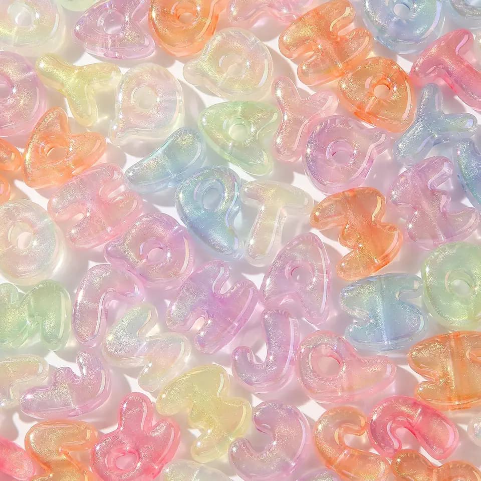 400g/130pcs Large Letter Beads Cute Color Beads Big Chunky Letter Bead A-Z Acrylic Alphabet Bubble Beads for Paracord Bead Bag Charm Keychains Crafts Education Leaning(2cute-Glitter)
