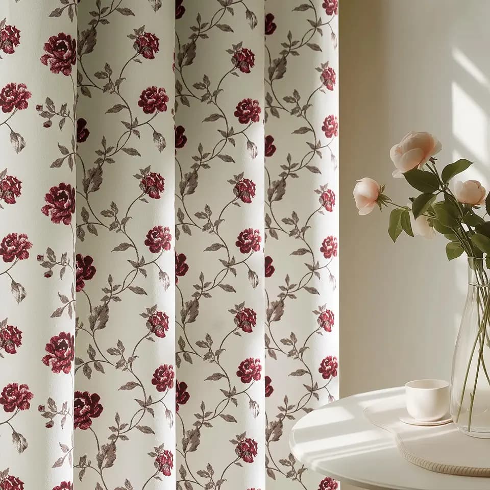 Beauoop Floral 100% Blackout Curtains for Bedroom Red Brown 52x84 2 Panels