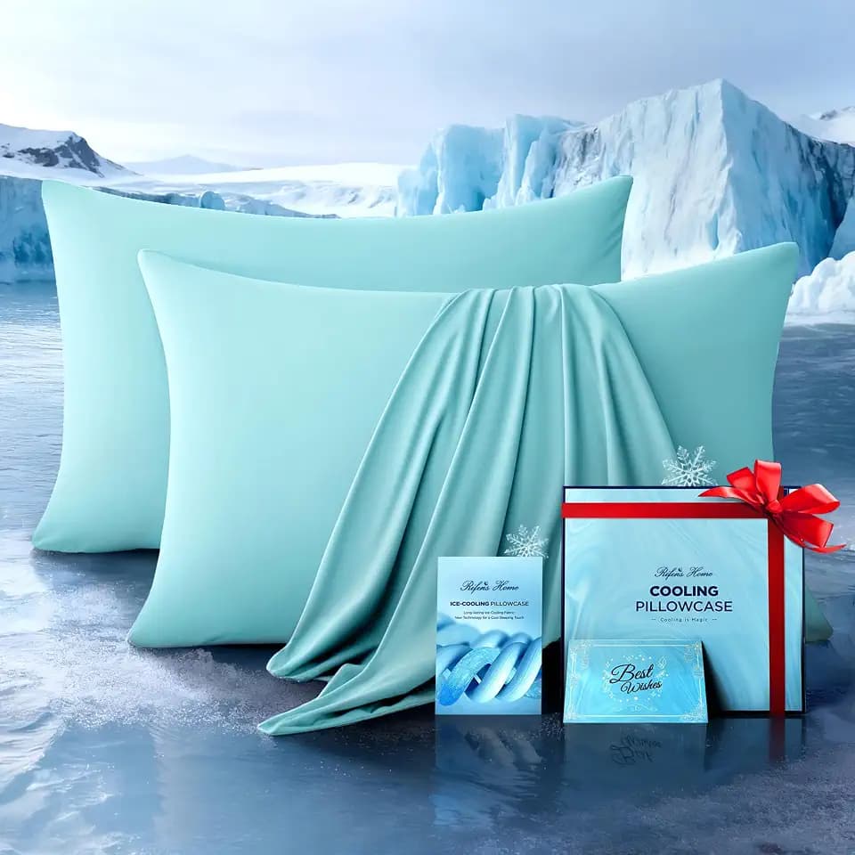 Ultra-Chill Cooling Pillowcase Set of 2 for Hot Sleepers, Softer Than Silk Pillow Cases for Protecting Hair & Skin, Breathable Bed Pillow Covers w/Zipper, Gifts for Women Men (Mint Blue, King)