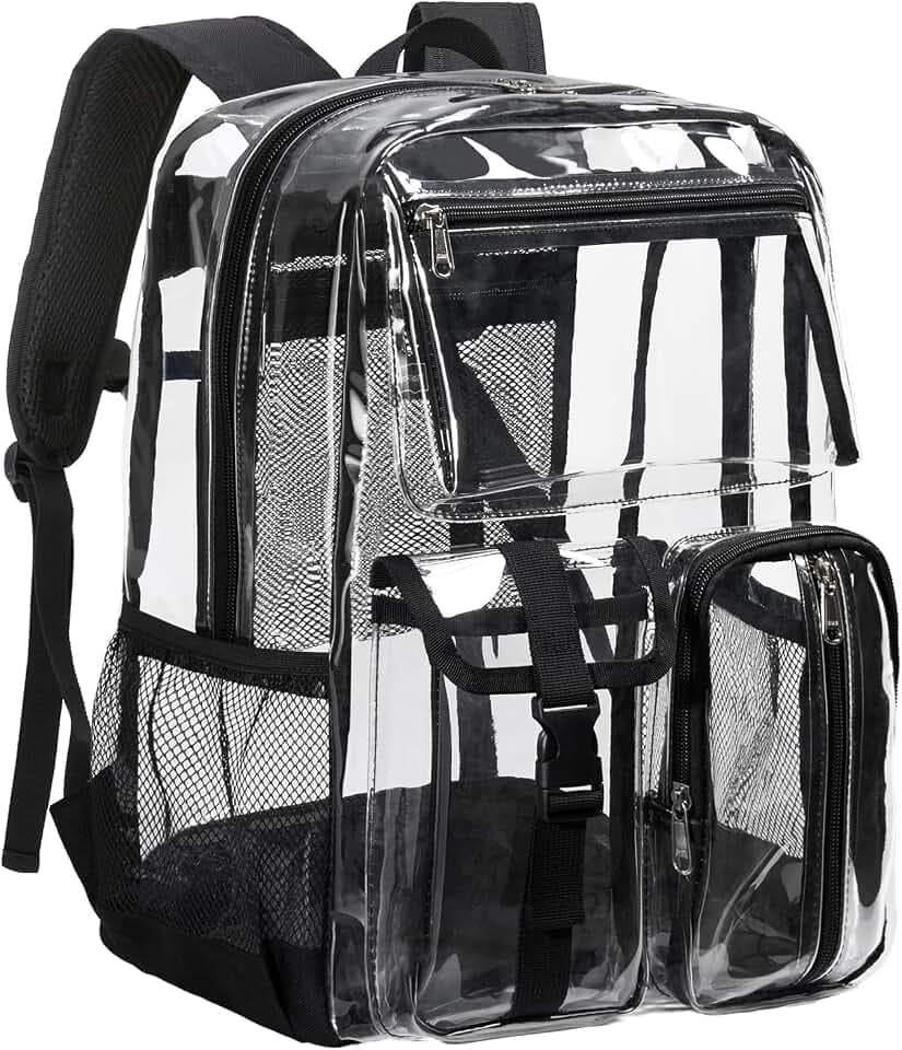 Vorspack Heavy Duty Clear Backpack for School, 16 Inch Clear Bookbag