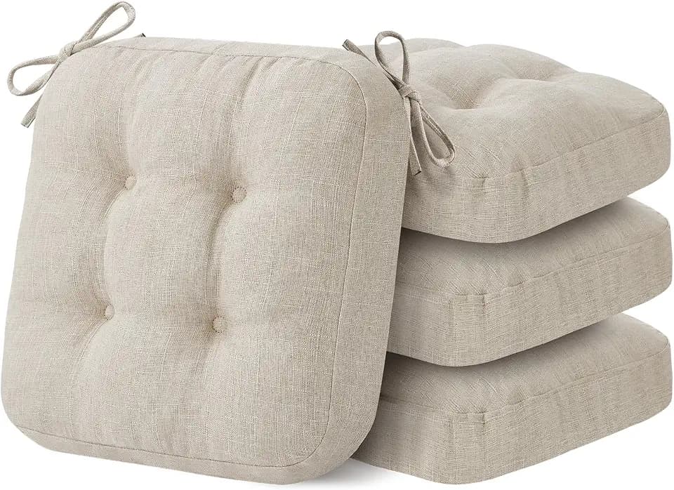 IASEAHK Memory Foam Dining Chair Cushions, Beige, 16.5"x16.5"x3.5"