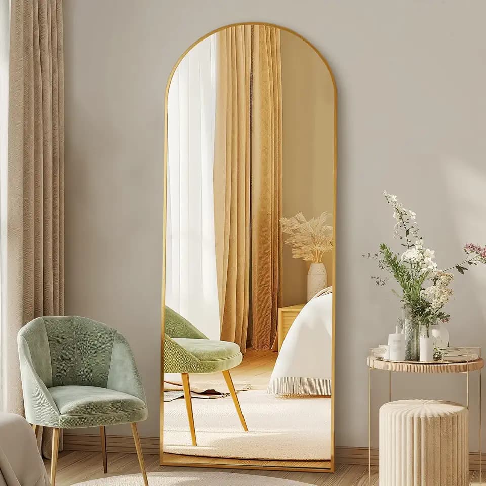DUMOS 56"x15" Arched Full Length Mirror with Stand, Full Body Floor Mirror