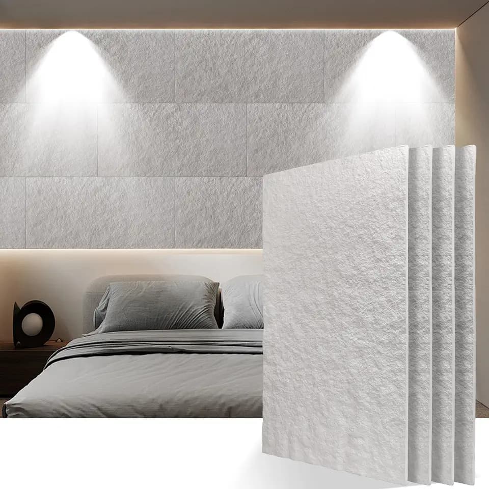 3D Faux Stone PU Wall Panels for Interior Decor, 4 Pieces, White