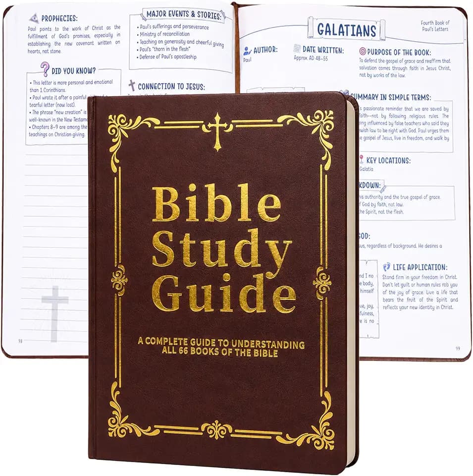 Bible Study Guide for Women & Men, Large Print Bible Study Guides 66 Pages + 66 Reflection Pages, Book-by-Book Overview of All 66 Books, B5 Faux Leather Hardcover for Personal Devotion & Group Study