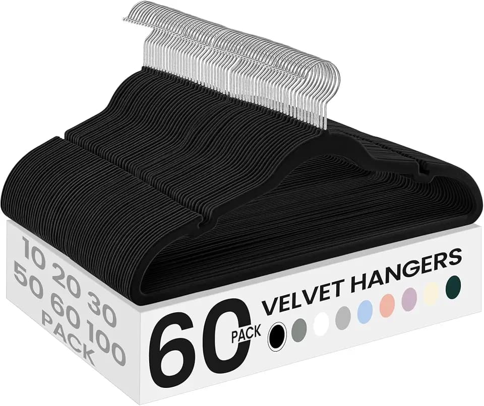SONGMICS Velvet Hangers 60 Pack, Non-Slip Clothes Hangers, Space-Saving