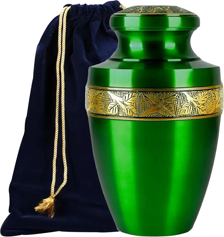 ALPHA Living HOME Green Gold Cremation Urn for Human Ashes Adult Tree Style