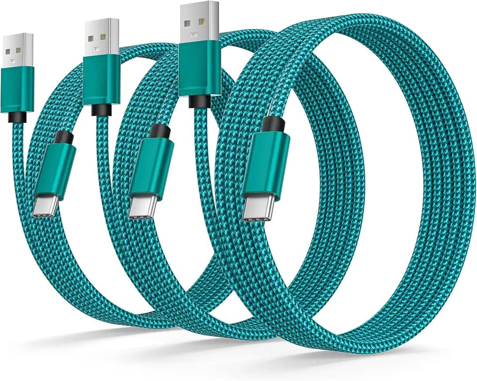Basesailor for iPhone 17 16 Pro Max Charger Cord,USB to USB C Cable,Type C Charging Power Cord for Apple 17e 15 iPad 10 Air 4 5,Samsung Galaxy S26 S25 S24 S23,Green,3Pack 3.3/6.6/10FT(1/2/3M)
