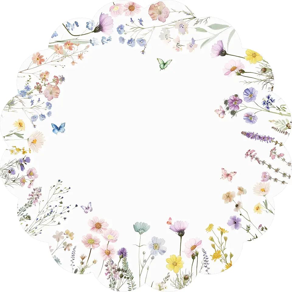 G.R.I Floral Paper Placemats 50 Pcs 13.5" Wildflower Round Disposable