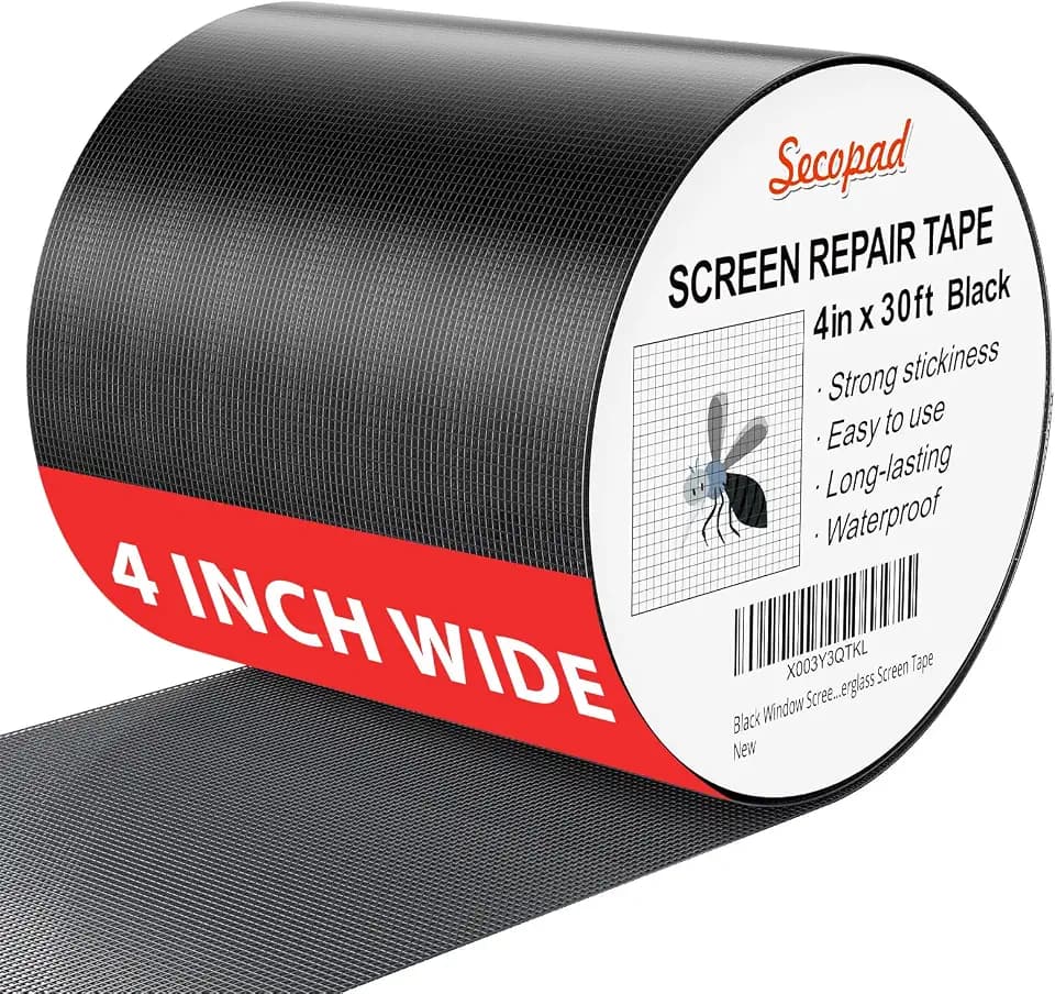 Secopad 4" x 360" (30FT) Screen Repair Tape, Screen Repair Kit, Black