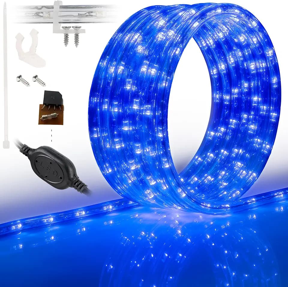 288LEDs, 25ft LED Outside Rope Lights, Waterproof Permanent Outdoor ETL Certified Connectable Clear Tube, Christmas Palm Tree Holiday Decorative Landscape Patio Accent Lighting - Blue