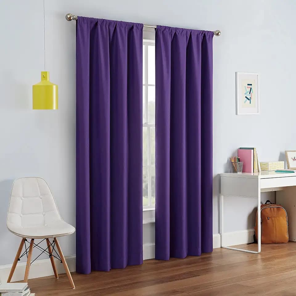 Eclipse Kendall Solid Blackout Curtain, 42x84, Purple