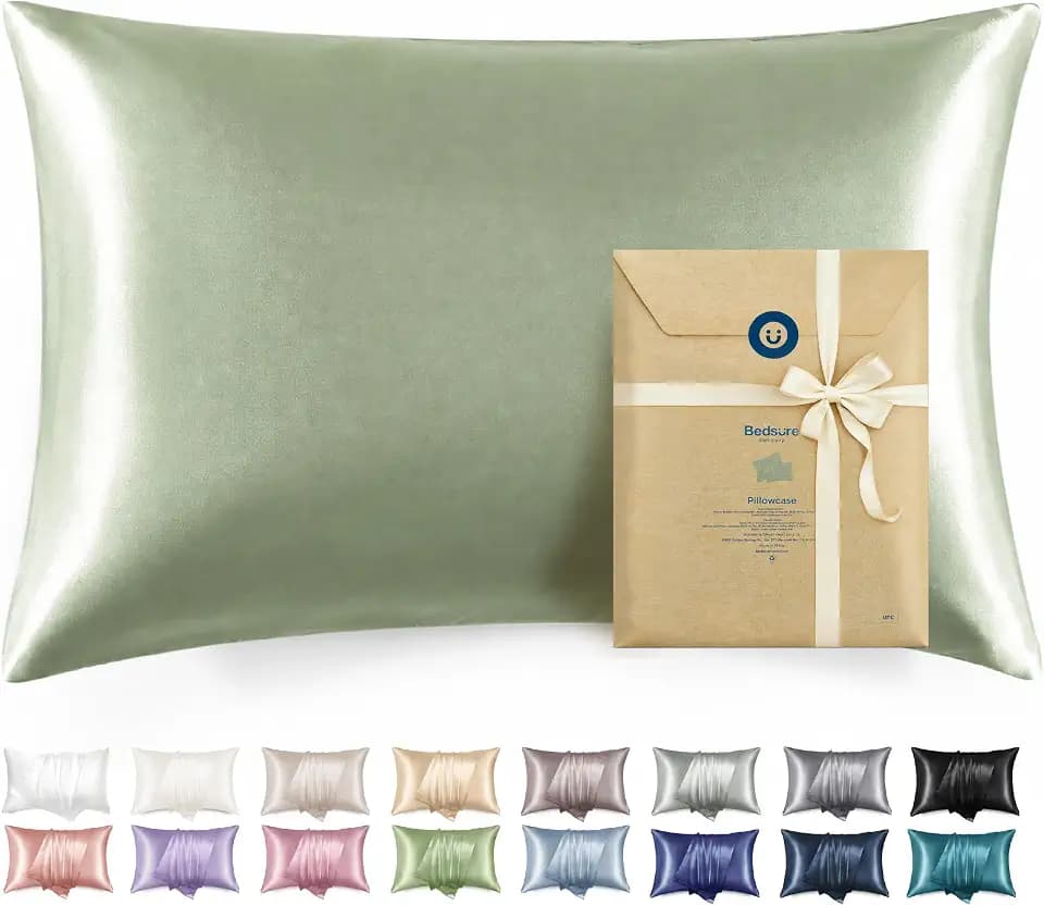 Bedsure Satin Pillowcase with Zipper,King Pillow Cases Set of 2