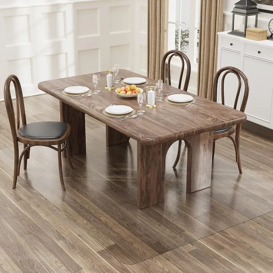 5'×7' Frosted Clear Floor Mat Under Dining Room Table, Easy Flat