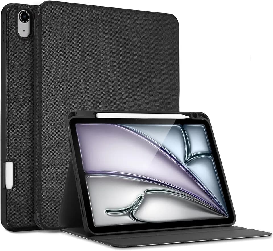 ProCase Buchdeckel Hülle für iPad Air 11 Zoll (M3/M2 2025/2024),iPad Air 6/5/4 10,9 Zoll, Buch Case Cover mit Stiftehalter Schutzhülle mit Auto Aufwachen/Schlaf -Schwarz