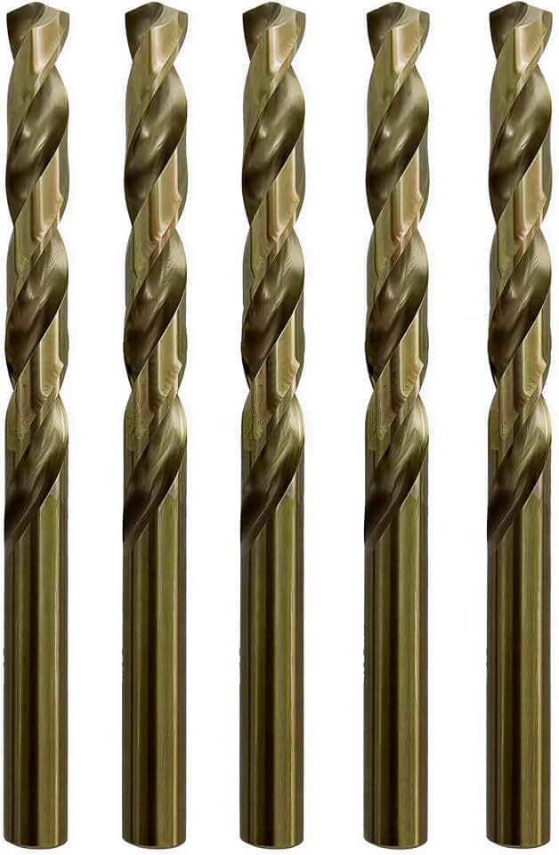 5 Pieces 3/8 Inch Cobalt Twist Drill Bit,135° Split Point,HSS M35 Fully Ground,SAE Jobber Bits for Stainless Steel,Metal,Cast Iron,Aluminum Alloy