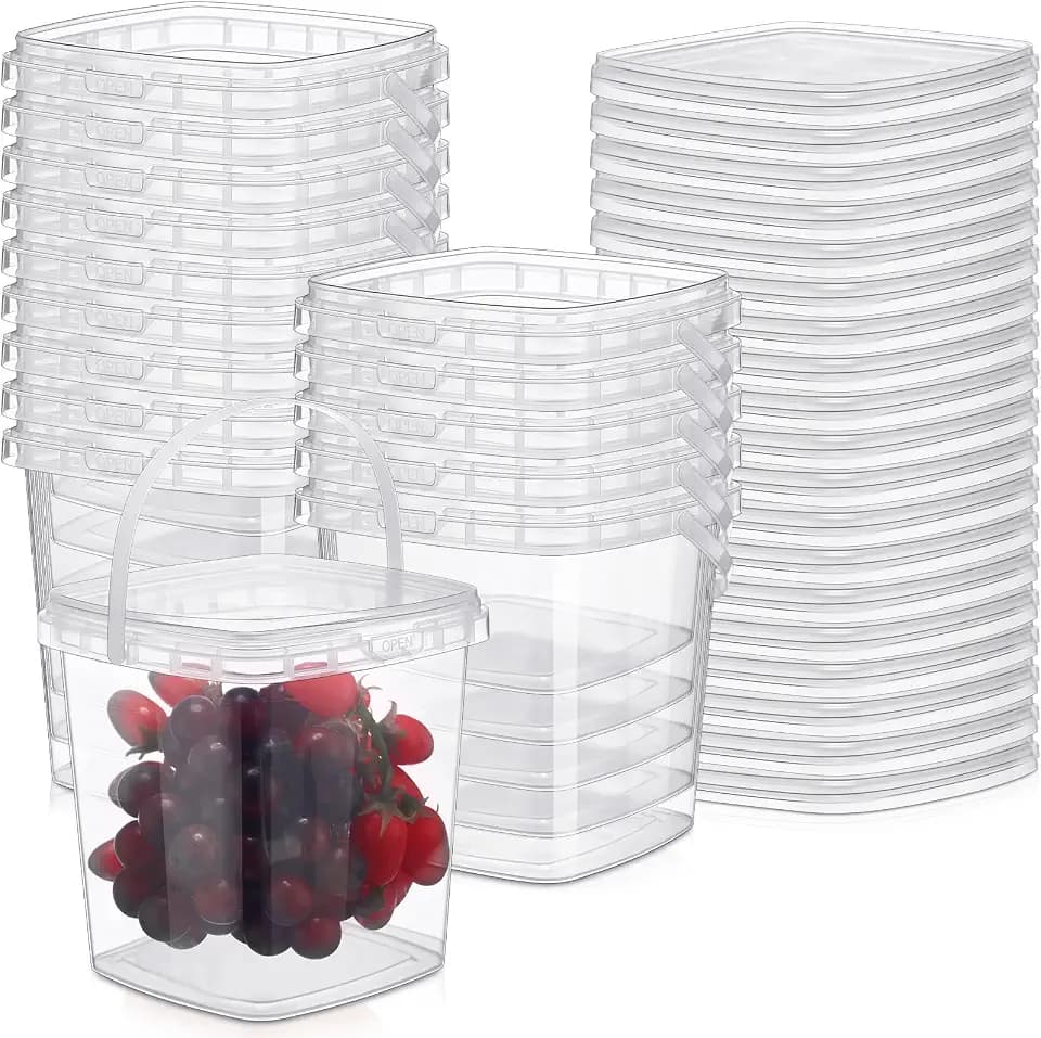 Menkxi 15 Pcs 34 oz Deli Containers with Lids Square Clear Plastic Buckets
