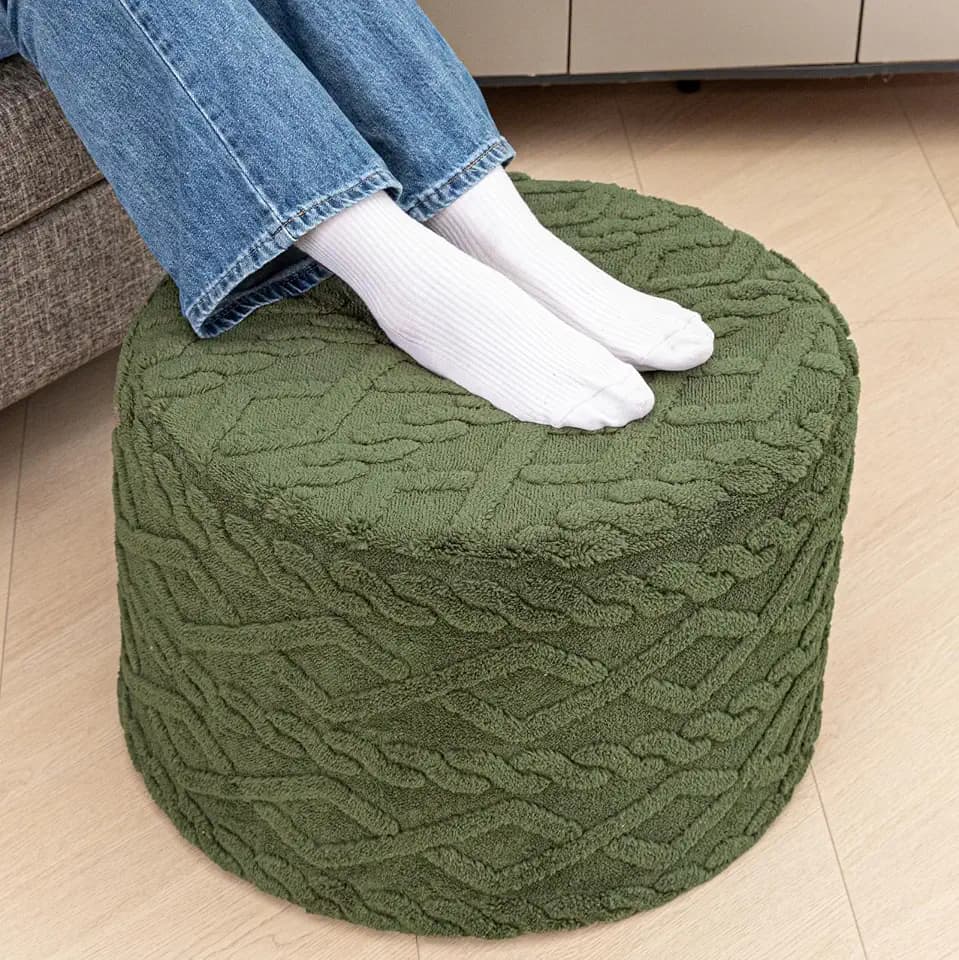 Round Foam Stuffed Pouf Ottoman Seamless All-One Foam Ottoman Foot Rest